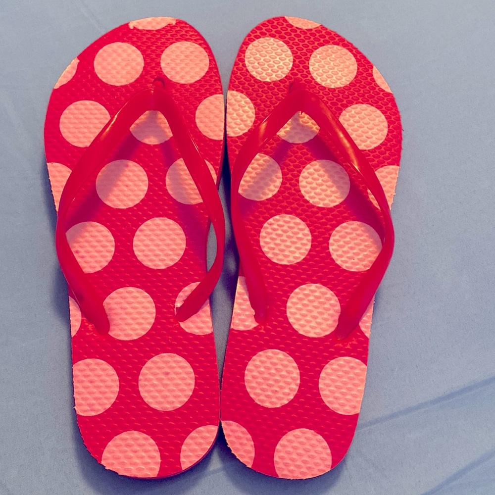 NWOT Pink Polka Dot Flip-Flops - Picture 1 of 3
